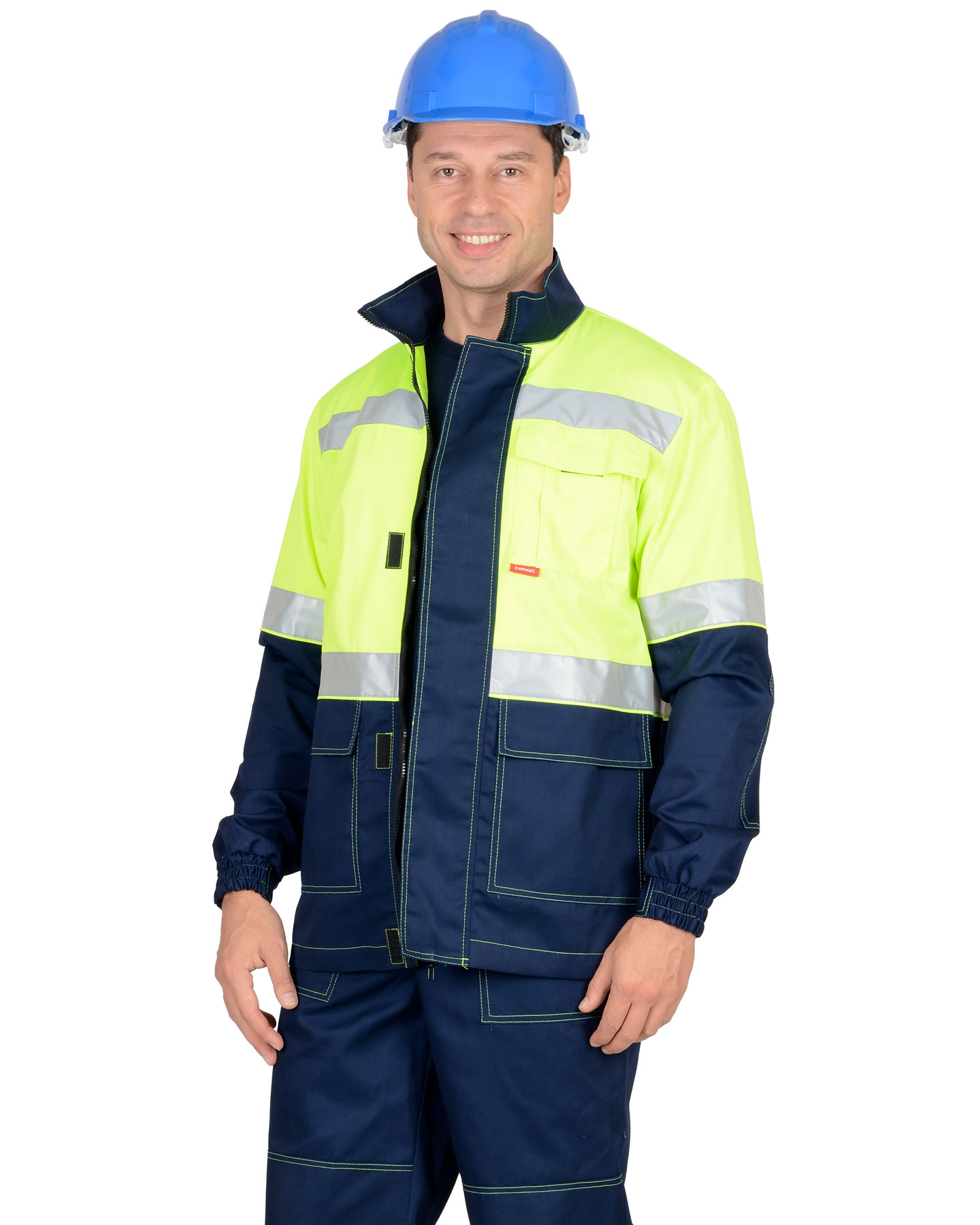 Костюм СИРИУС-ТЕРМИНАЛ куртка, п/к, т.синий с лимонным и СОП, 215 г/м2, 65%ПЭ, 35%ХБ — изображение 4