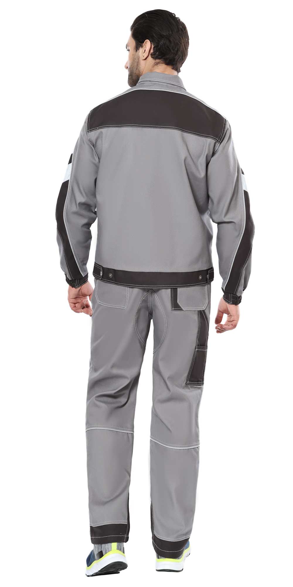 Костюм СИРИУС-ПЕКИН куртка кор., брюки, серый с черным, 280 г/м2, 65%ПЭ, 35%ХБ — изображение 2