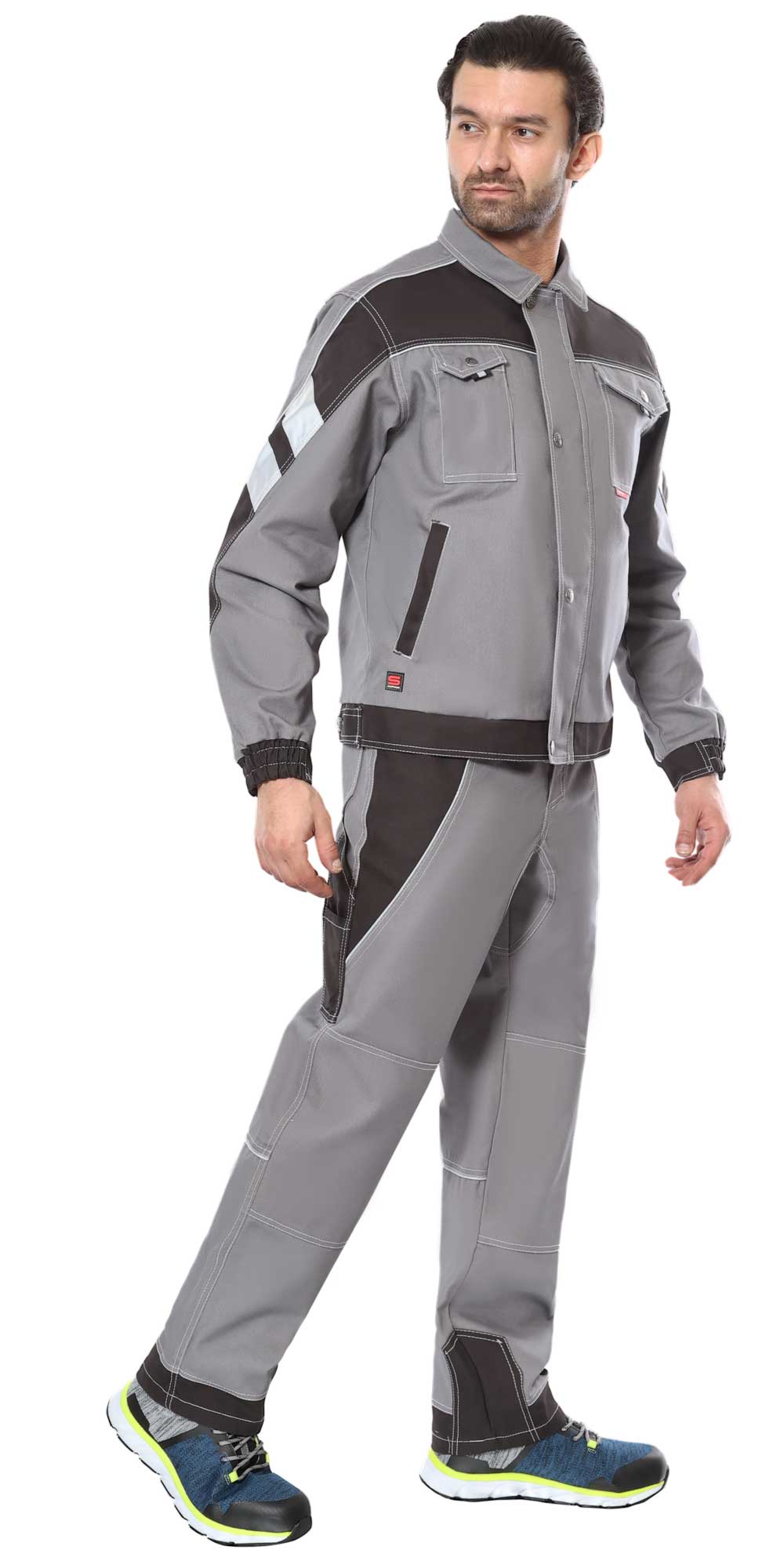 Костюм СИРИУС-ПЕКИН куртка кор., брюки, серый с черным, 280 г/м2, 65%ПЭ, 35%ХБ — изображение 3