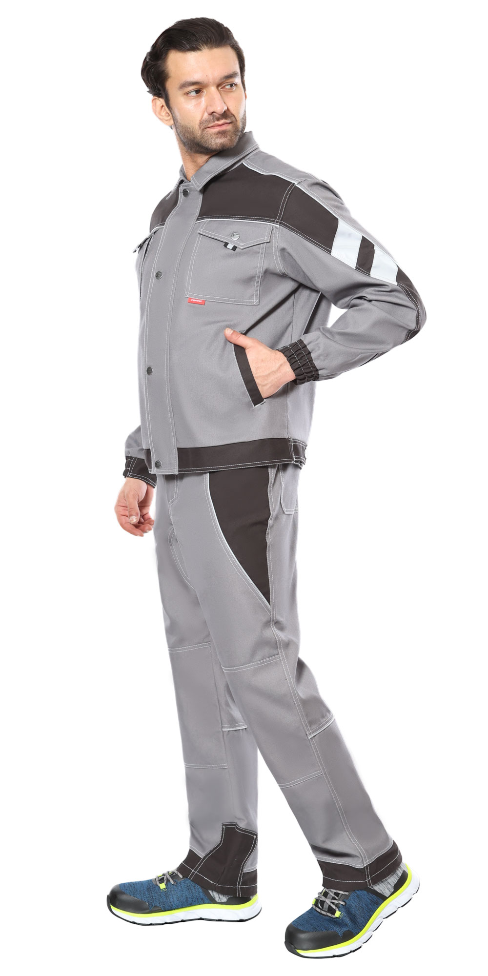 Костюм СИРИУС-ПЕКИН куртка кор., п/к, серый с черным, 280 г/м2, 65%ПЭ, 35%ХБ — изображение 2