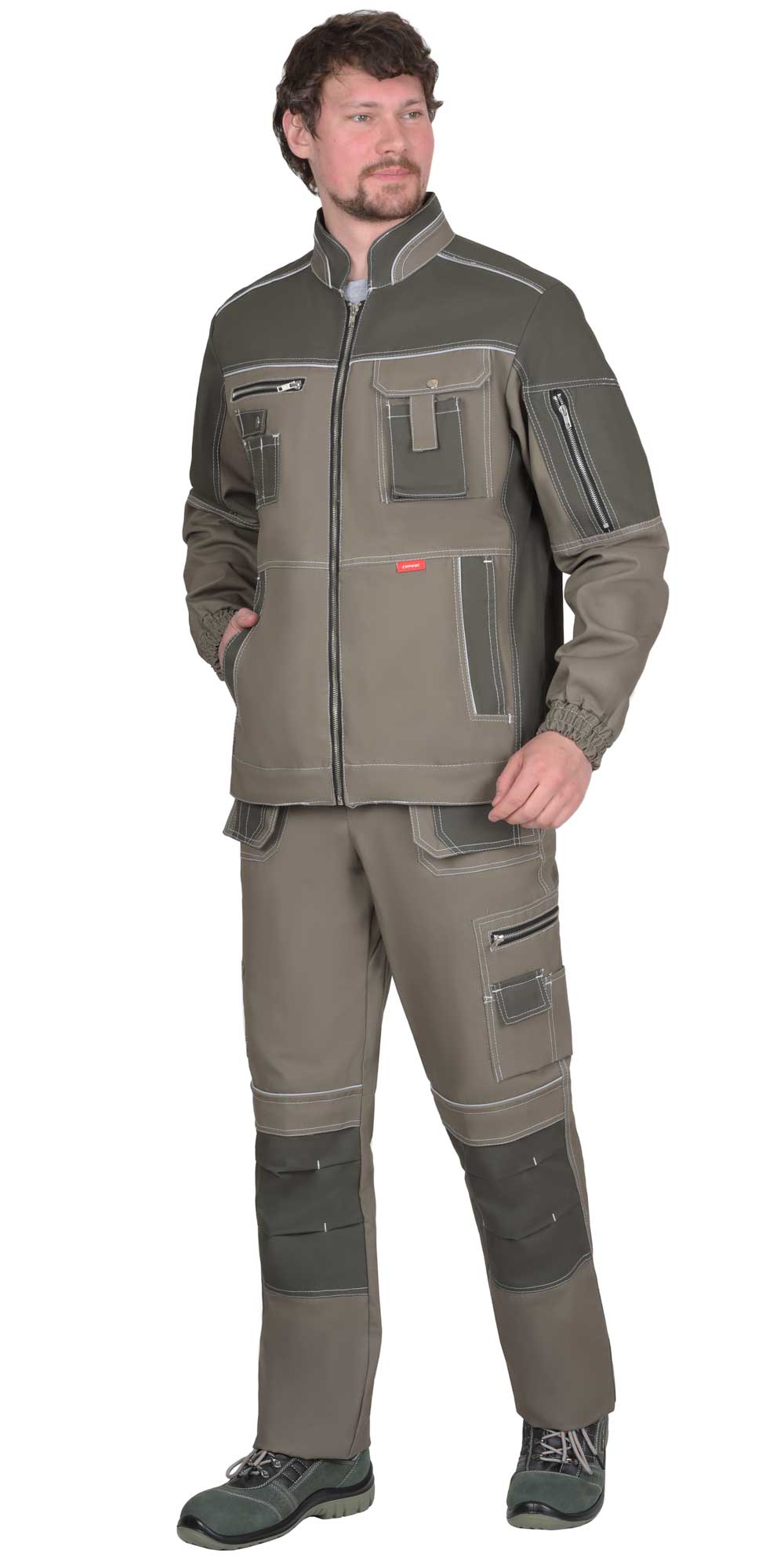 Костюм СИРИУС-ТОКИО куртка, брюки, тёмно-песочный с хаки, 265 г/м2, 100%ХБ