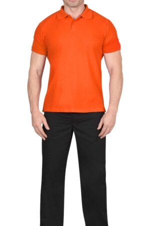 Рубашка-поло оранжевая короткие рукава с манжетом, пл.180 г/м2