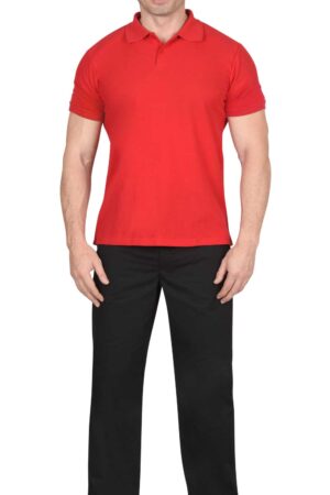 Рубашка-поло красная короткие рукава с манжетом, пл.180 г/м2
