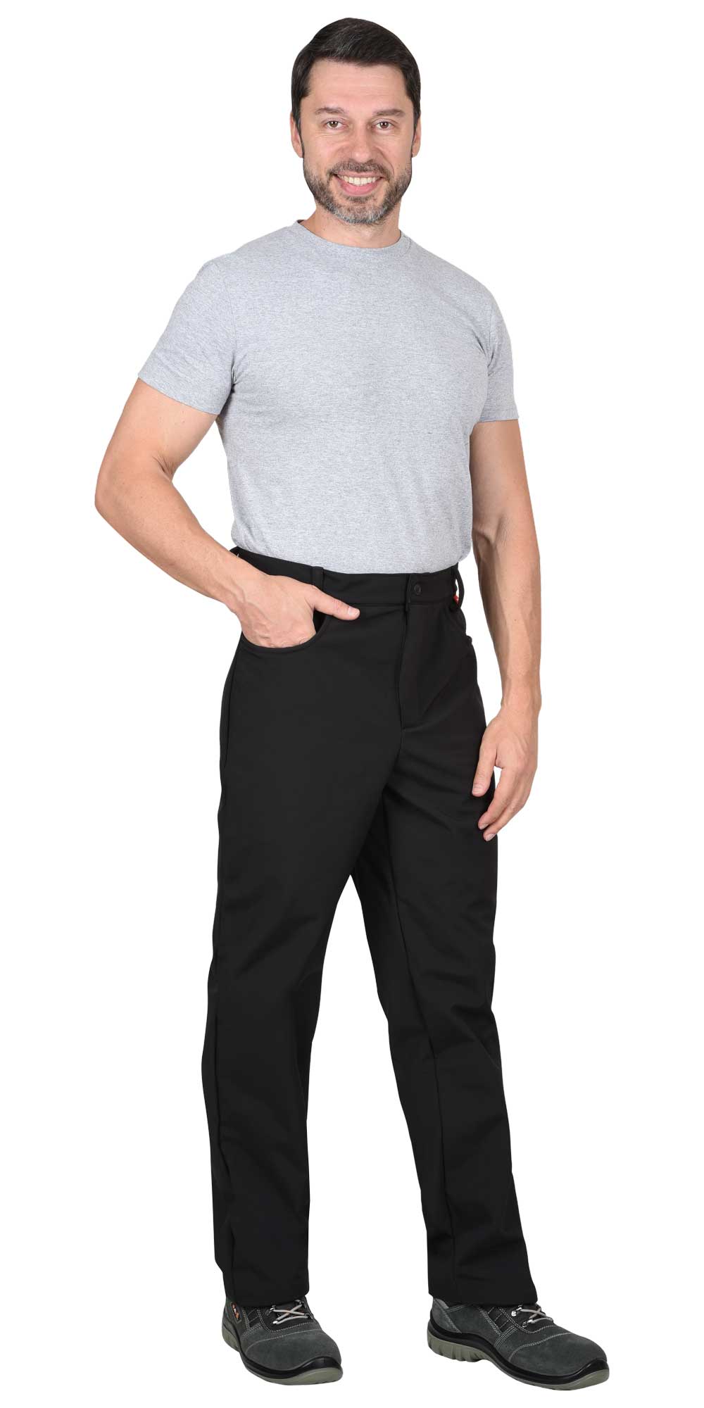 Брюки СИРИУС-АЗОВ черный софтшелл, 350 г/м2
