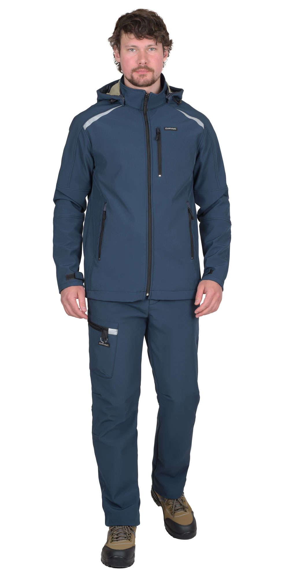 Костюм СИРИУС-СПЕЙС куртка, брюки, софтшелл синий, 325 г/м2, 94%ПЭ, 6%СП — изображение 2