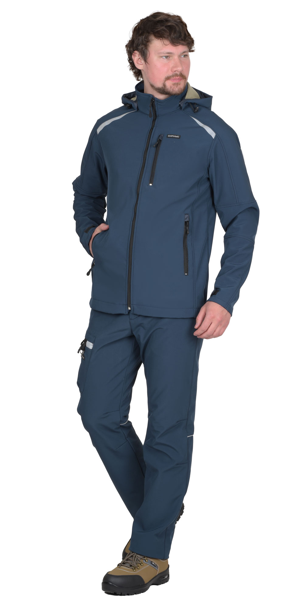 Костюм СИРИУС-СПЕЙС куртка, брюки, софтшелл синий, 325 г/м2, 94%ПЭ, 6%СП — изображение 3