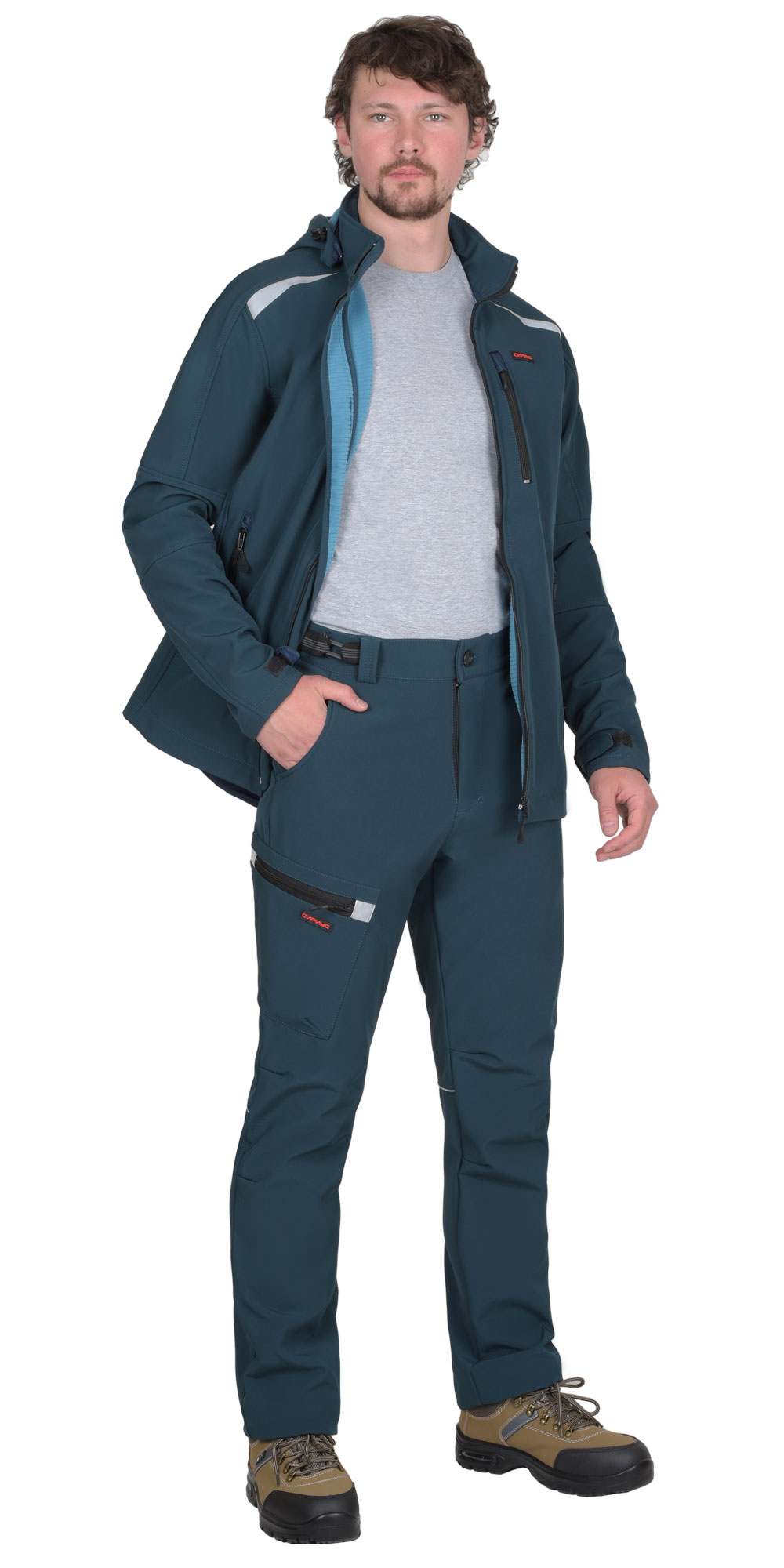 Костюм СИРИУС-СПЕЙС куртка, брюки, софтшелл морская волна, 245 г/м2, 65%ПЭ, 35%ХБ