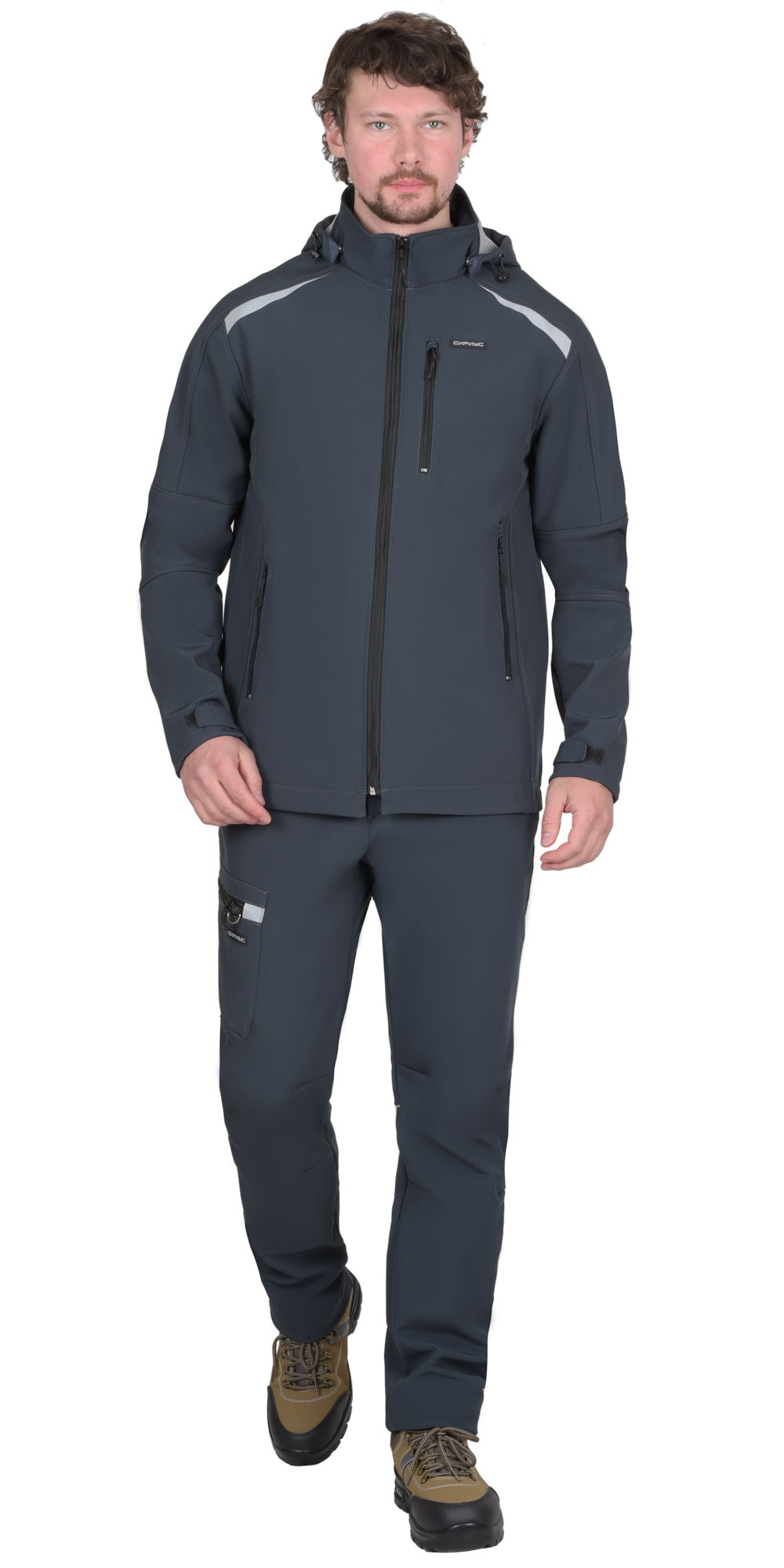 Костюм СИРИУС-СПЕЙС куртка, брюки, софтшелл сине-серый, 325 г/м2, 94%ПЭ, 6%СП — изображение 2