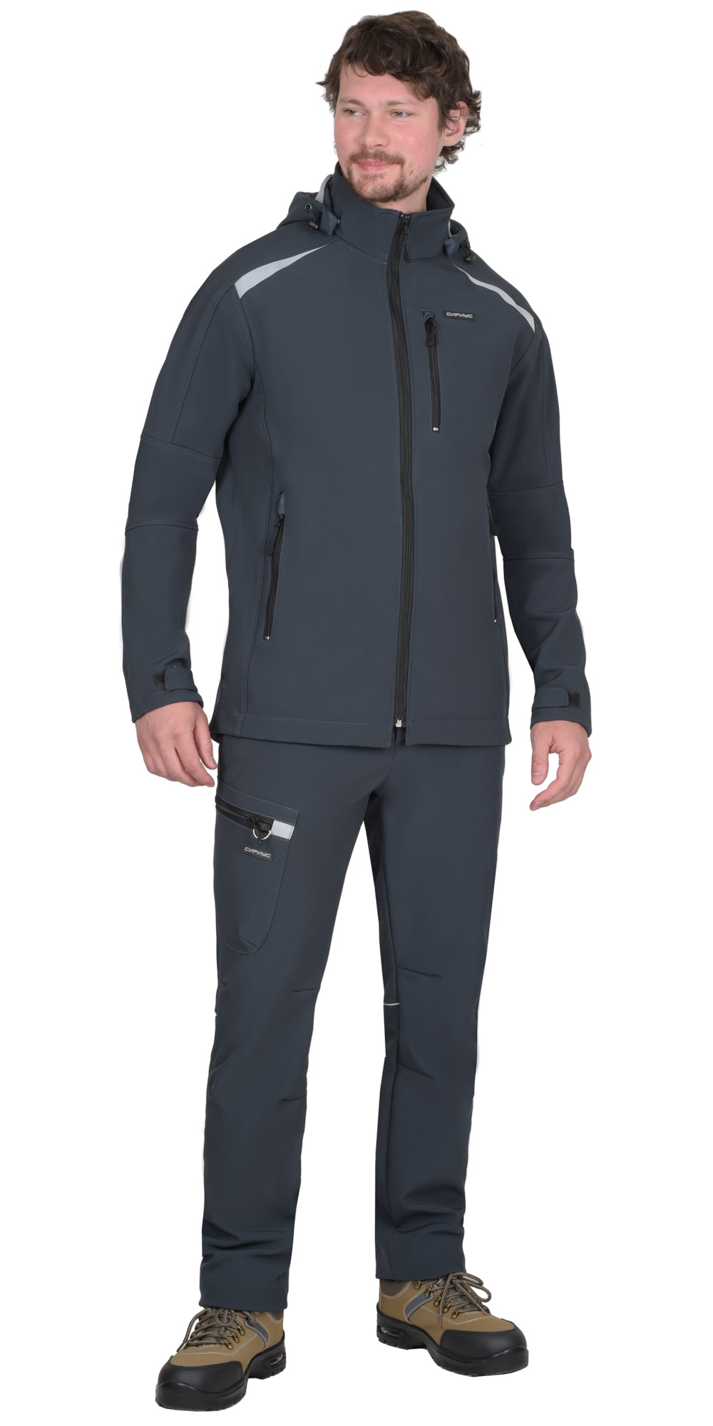 Костюм СИРИУС-СПЕЙС куртка, брюки, софтшелл сине-серый, 325 г/м2, 94%ПЭ, 6%СП — изображение 3