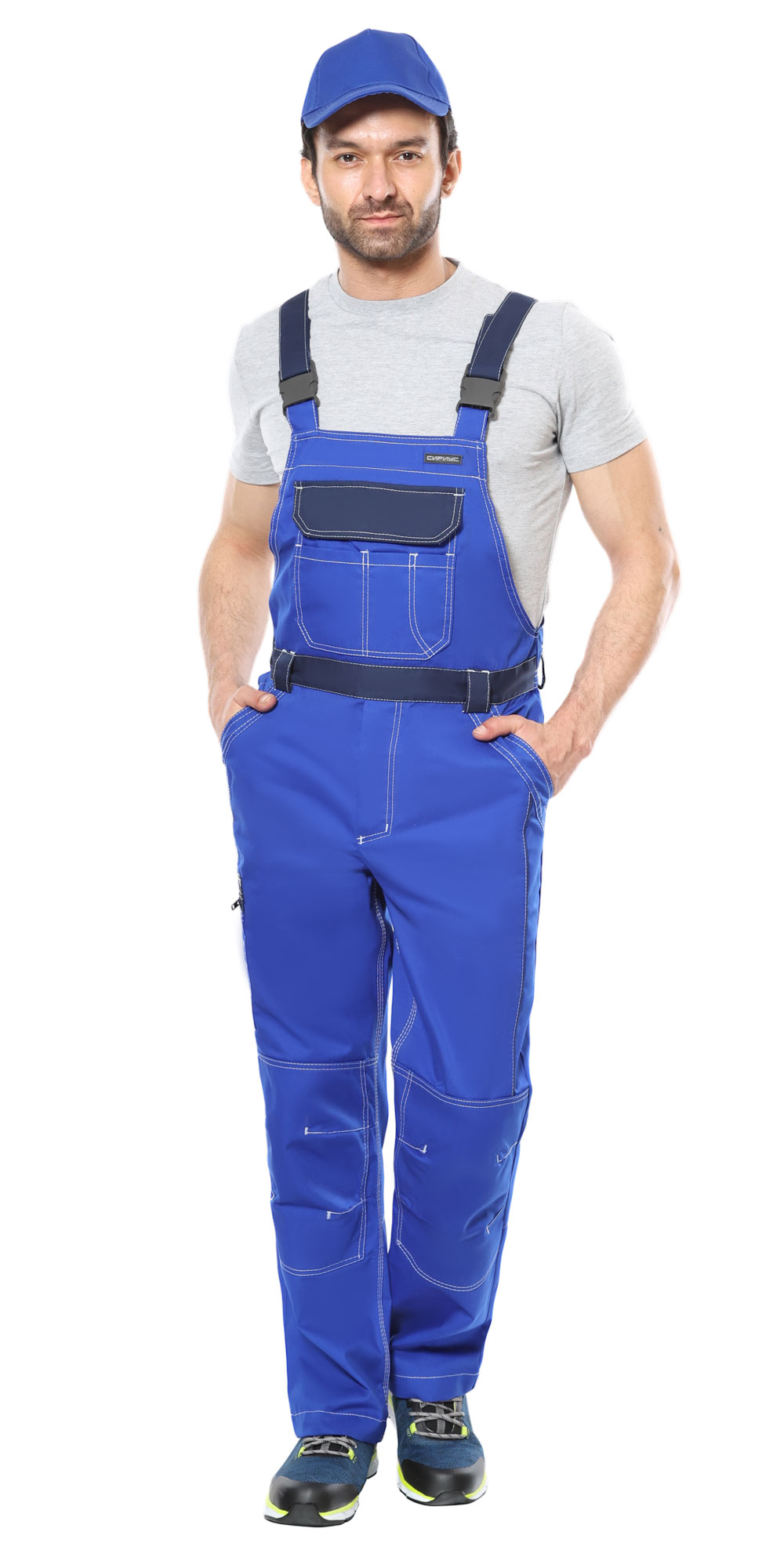 Полукомбинезон СИРИУС-ПРЕСТИЖ васильковый с синим, 245 г/м2, 65%ПЭ, 35%ХБ