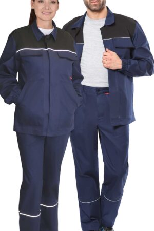 Костюм СИРИУС-МАСТЕР куртка длинная, брюки, синий с черным, 245 г/м2, 65%ПЭ, 35%ХБ