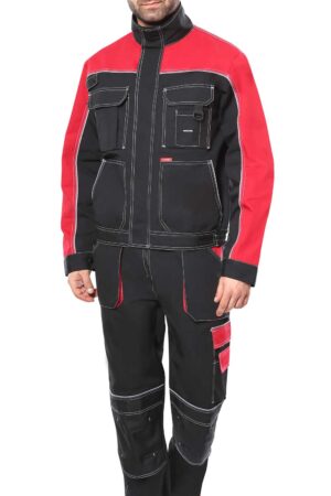 Куртка СИРИУС-АГАТ черный с красным, ВО отделка, 260 г/м2, 65%ПЭ, 35%ХБ