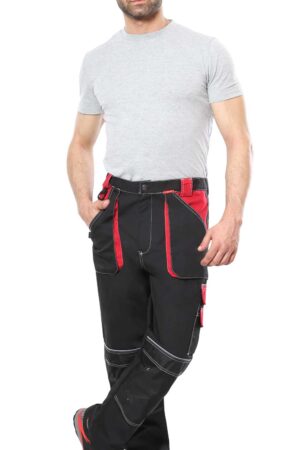 Брюки СИРИУС-АГАТ черный с красным, ВО отделка, 260 г/м2, 65%ПЭ, 35%ХБ