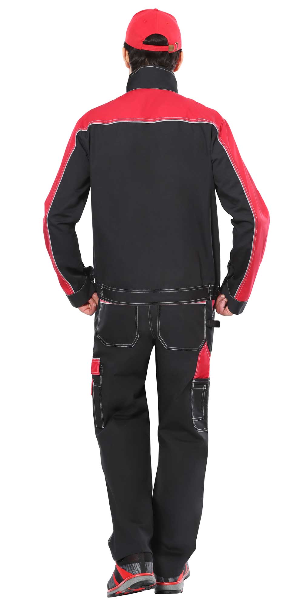 Костюм СИРИУС-АГАТ куртка, п/к черный с красным, ВО отделка, 260 г/м2, 65%ПЭ, 35%ХБ — изображение 2