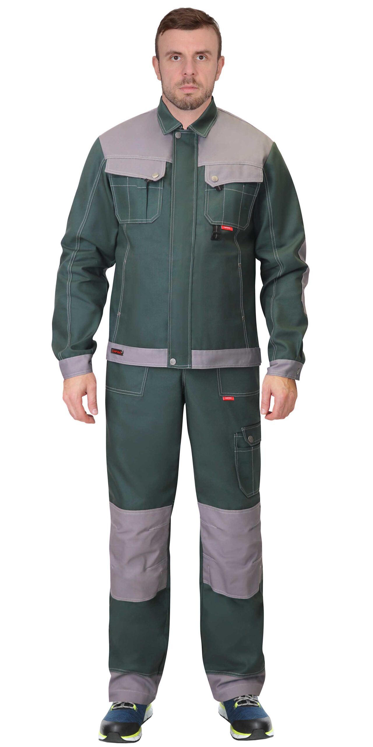 Костюм СИРИУС-ВЕСТ-ВОРК куртка, брюки зеленый со ср.серым, 280 г/м2, 65%ПЭ, 35%ХБ — изображение 2