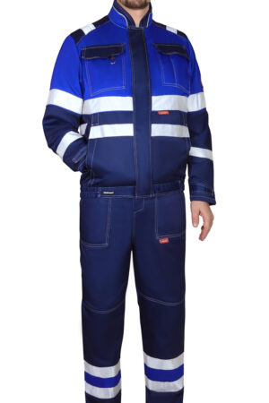 Костюм СИРИУС-НАВИГАТОР-2 куртка, брюки, синий с васильковым и СОП, 215 г/м2, 65%ПЭ, 35%ХБ