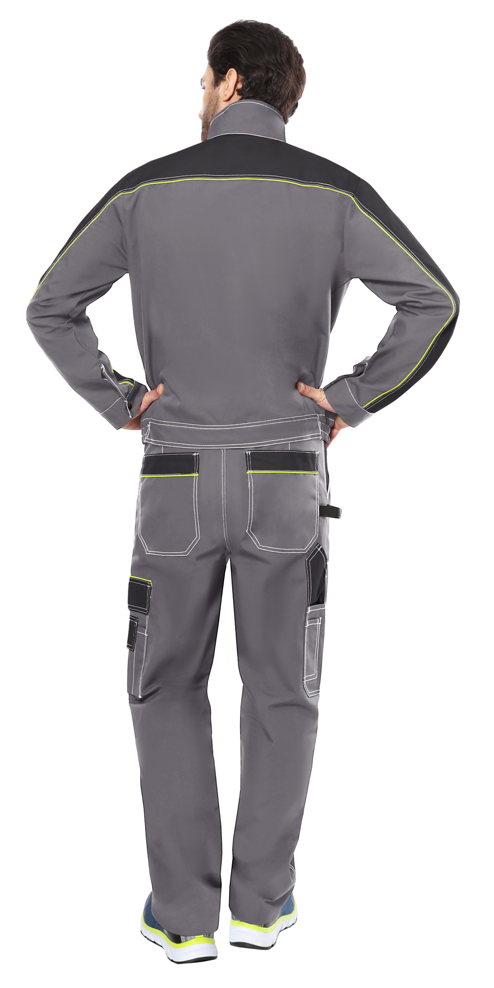 Костюм СИРИУС-АГАТ куртка, брюки, серый с черным, 260 г/м2, 65% ПЭ, 35% ХБ — изображение 2
