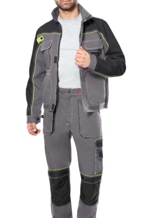 Костюм СИРИУС-АГАТ куртка, брюки, серый с черным, 260 г/м2, 65% ПЭ, 35% ХБ