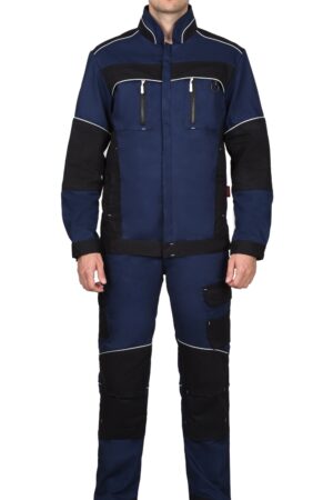 Куртка СИРИУС-АРКТИК синяя с черным, мех. стрейч 260 г/м2, 65% ПЭ, 35% ХБ