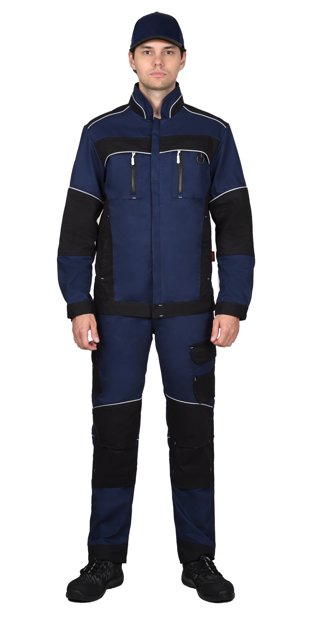 Куртка СИРИУС-АРКТИК синяя с черным, мех. стрейч 260 г/м2, 65% ПЭ, 35% ХБ