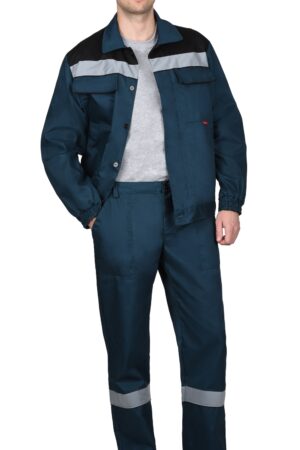 Костюм СИРИУС-МАСТЕР куртка кор., брюки, морена с черным и СОП, 245 г/м2, 65% ПЭ, 35% ХБ
