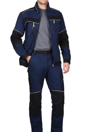 Костюм СИРИУС-АРКТИК куртка, брюки, синий с черным, мех. стрейч 260 г/м2, 65% ПЭ, 35% ХБ